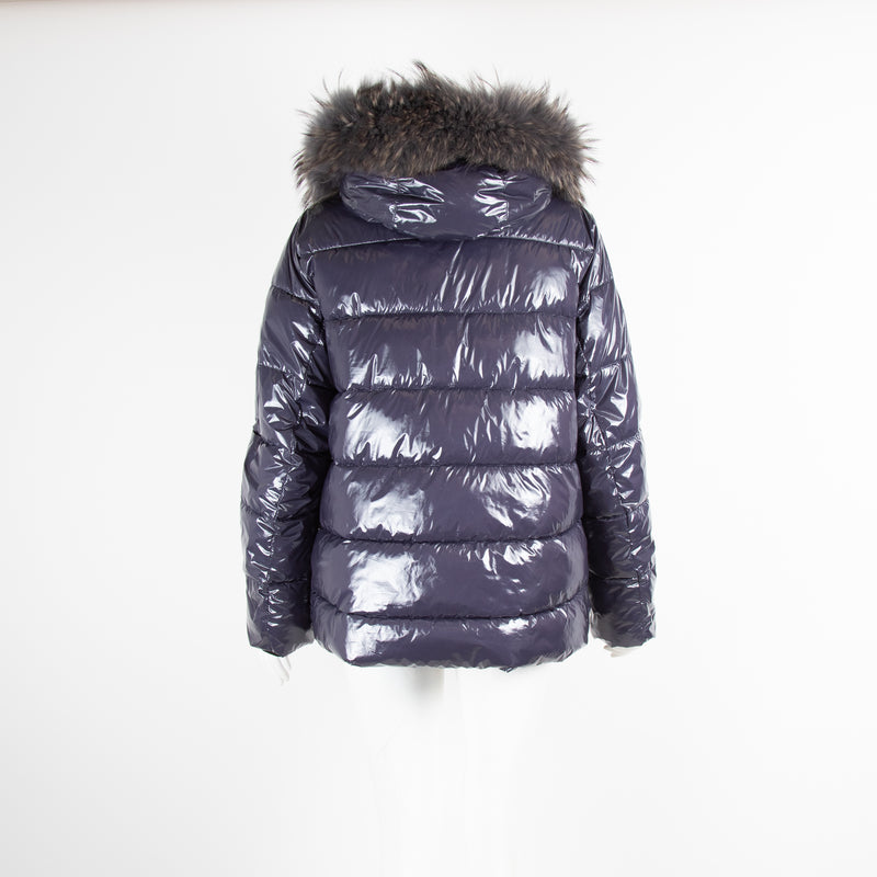 Oakwood Blue Vinyl Puffer with Fur Hood