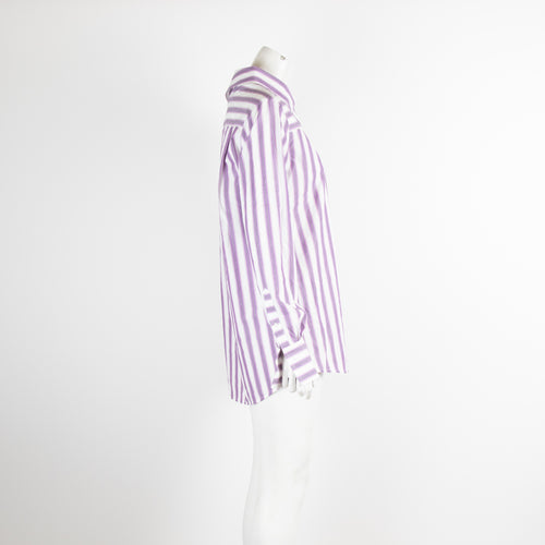 Victoria Beckham Purple Stripe Cotton Poplin Shirt