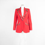 Dolce & Gabbana Red Blazer With Leopard Trim
