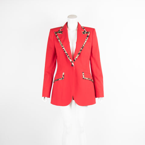Dolce & Gabbana Red Blazer With Leopard Trim – Phoenix Style