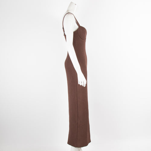 Magda Butrym Brown Knitted  Bustier Dress
