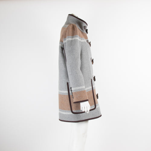 Veronica Beard Checked Grey Duffle Coat