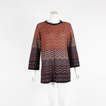 M Missoni Orange Purple  3/4  Sleeve Knit Top