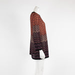 M Missoni Orange Purple  3/4  Sleeve Knit Top