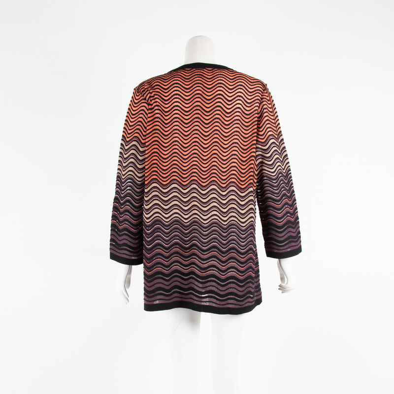 M Missoni Orange Purple  3/4  Sleeve Knit Top
