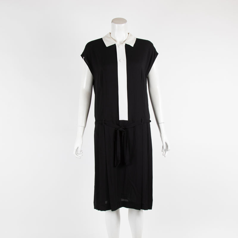 Prada Black White Panel Sleeveless Dress