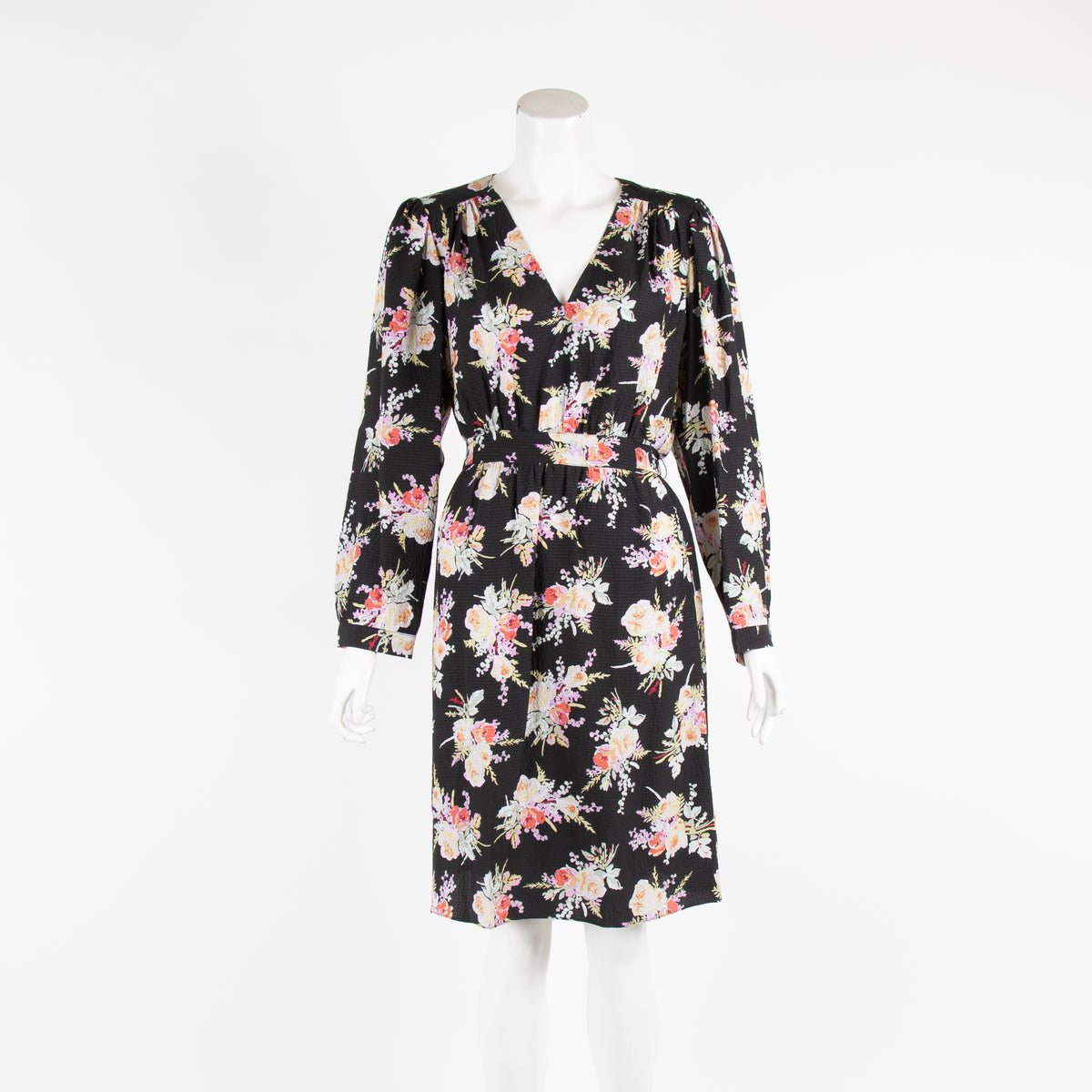 Rebecca Taylor Black Floral Long Sleeve Short Dress