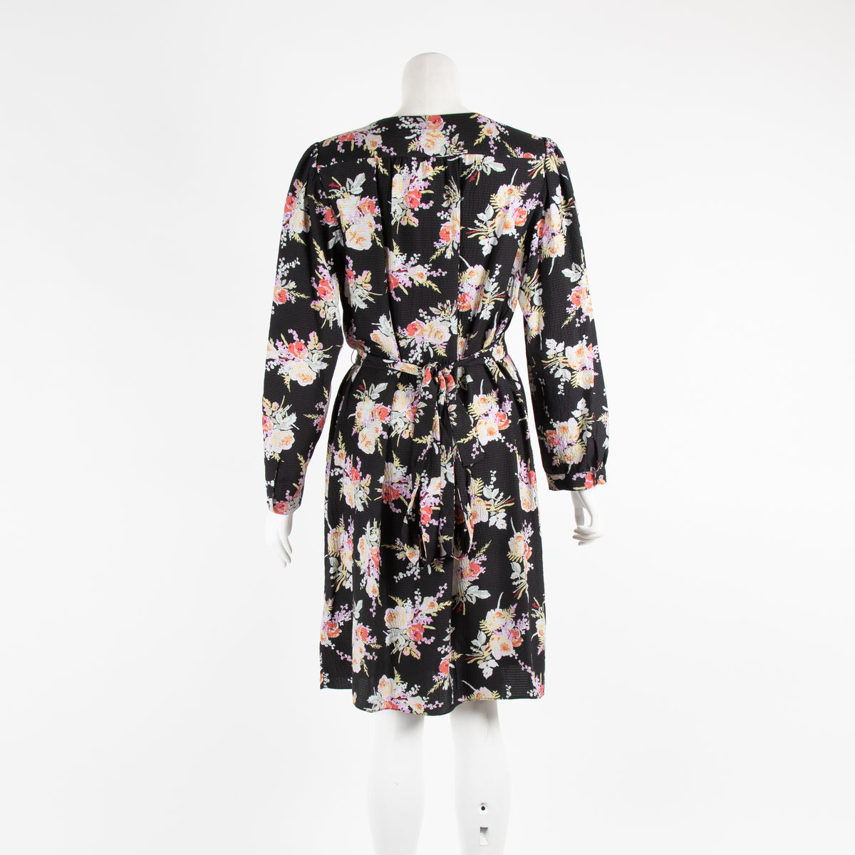 Rebecca Taylor Black Floral Long Sleeve Short Dress