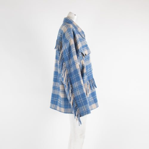 Isabel Marant Etoile Blue & White Check Tassle Overshirt