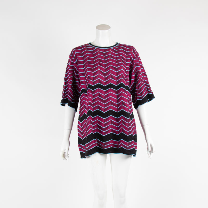 M Missoni Purple 3 Quarter Sleeve Knit Top