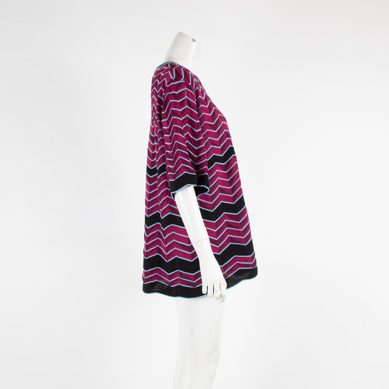 M Missoni Purple 3 Quarter Sleeve Knit Top