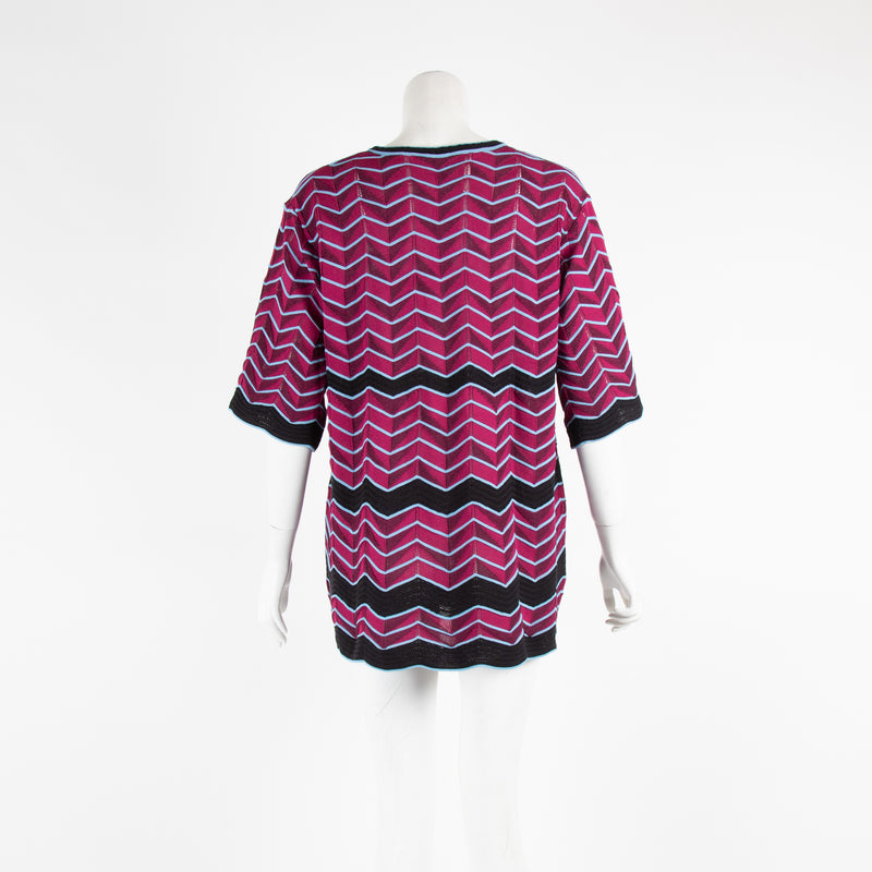 M Missoni Purple 3 Quarter Sleeve Knit Top