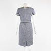 Tory Burch Navy Tweed Shift Dress with Crystal Detail