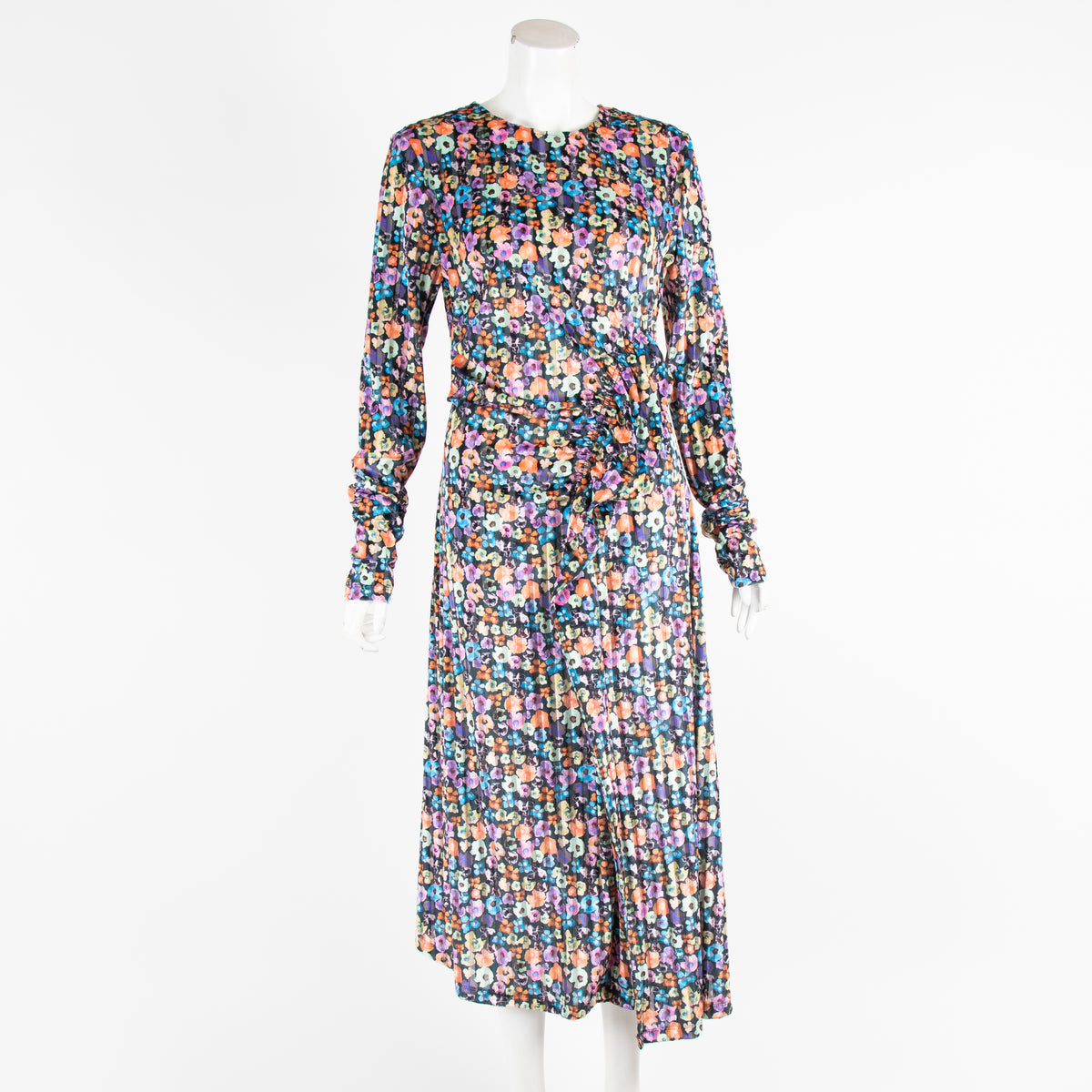 Stine Goya Floral Velvet Fitted Midi Dress