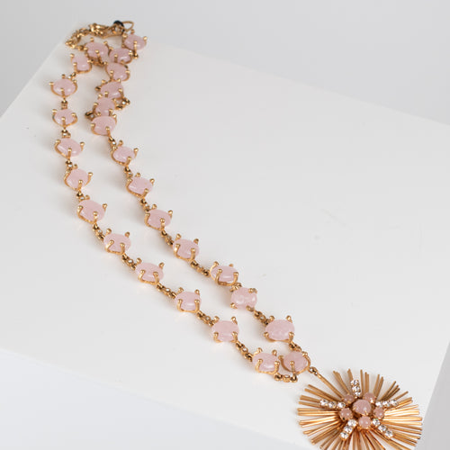 Valentino Rose Gold Pink Stones Necklace