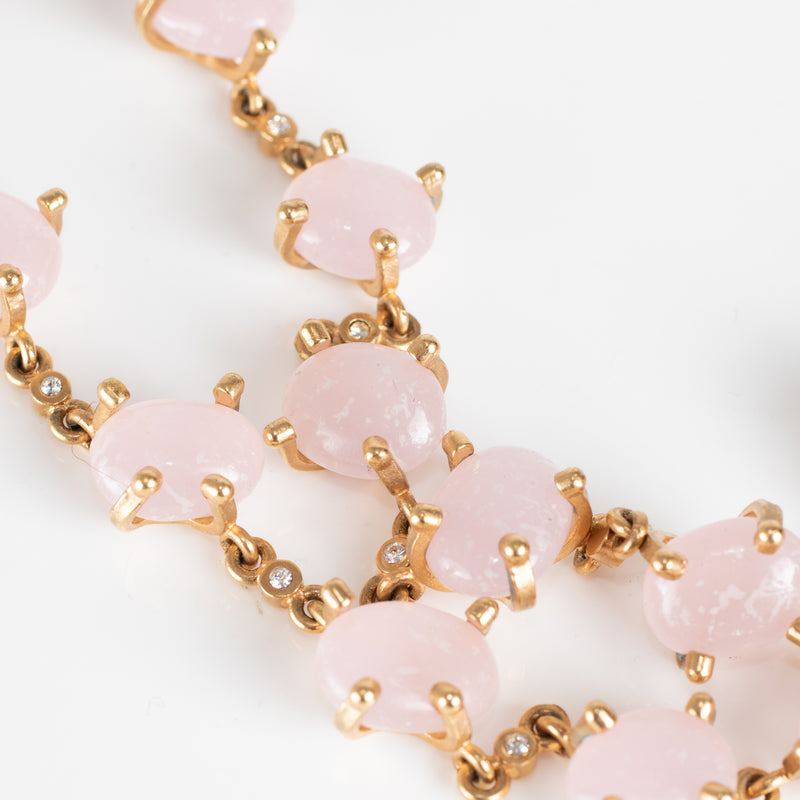 Valentino Rose Gold Pink Stones Necklace