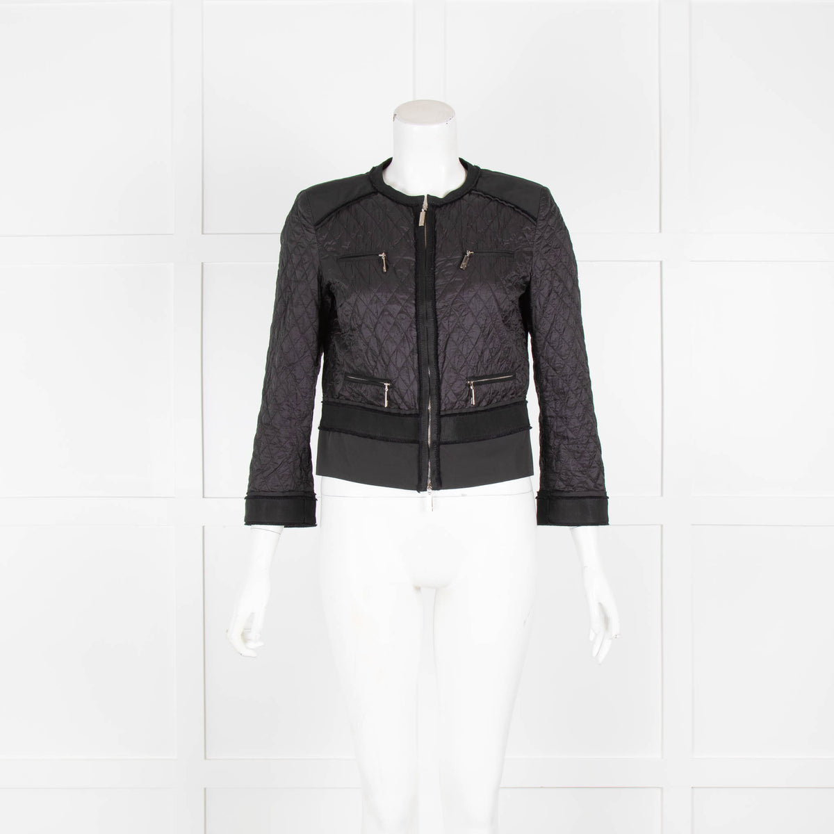 Moncler Black Quilted Jacket with Zip Pockets