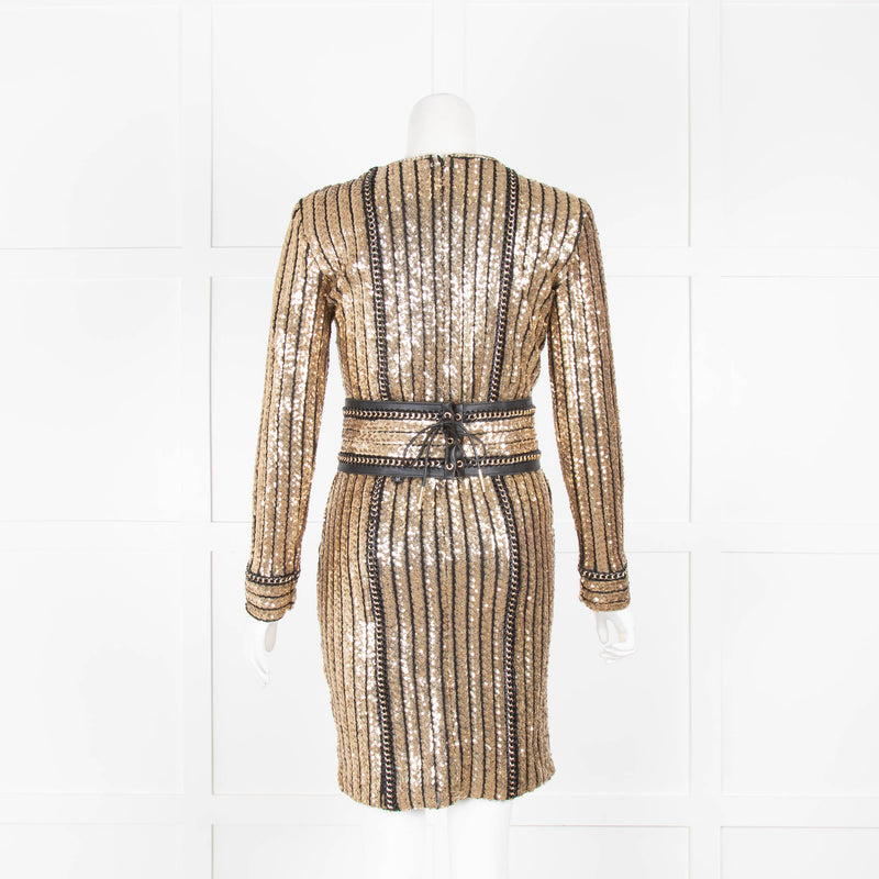 Nadine Merabi Gold Sequin Stretch Dress
