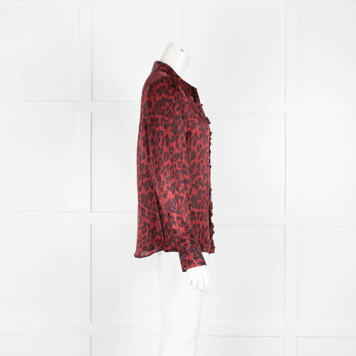 The Kooples Red Leopard Frill Front Shirt