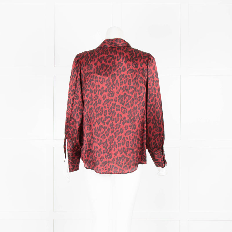 The Kooples Red Leopard Frill Front Shirt