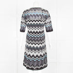 M Missoni Black Silver Blue Lurex Short Sleeve Dress