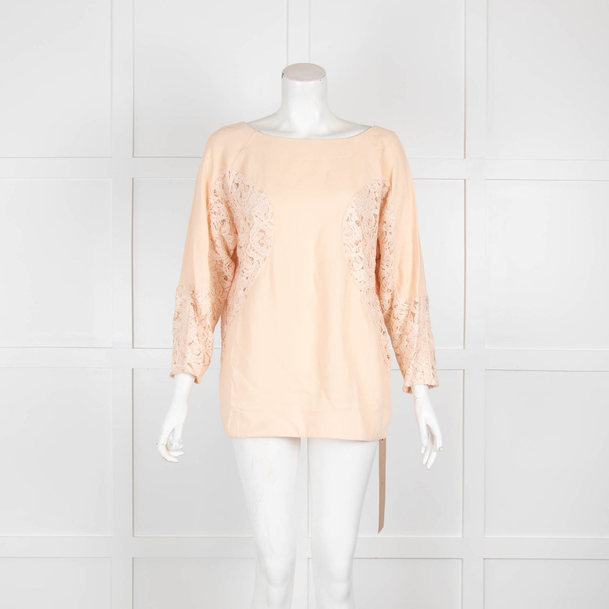 No 21 Blush Boat Neck Top with Lace Inserts