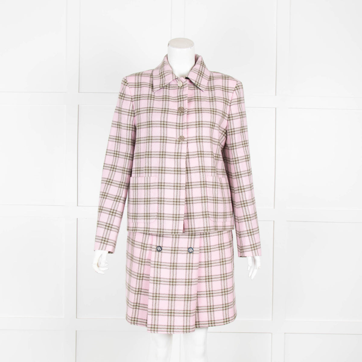 Maje Pink and Grey Check Jacket