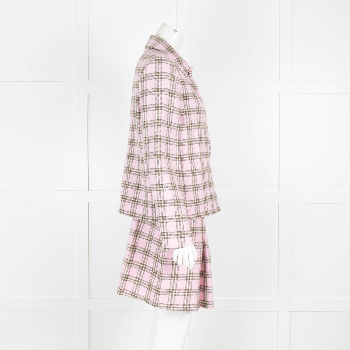 Maje Pink and Grey Check Jacket