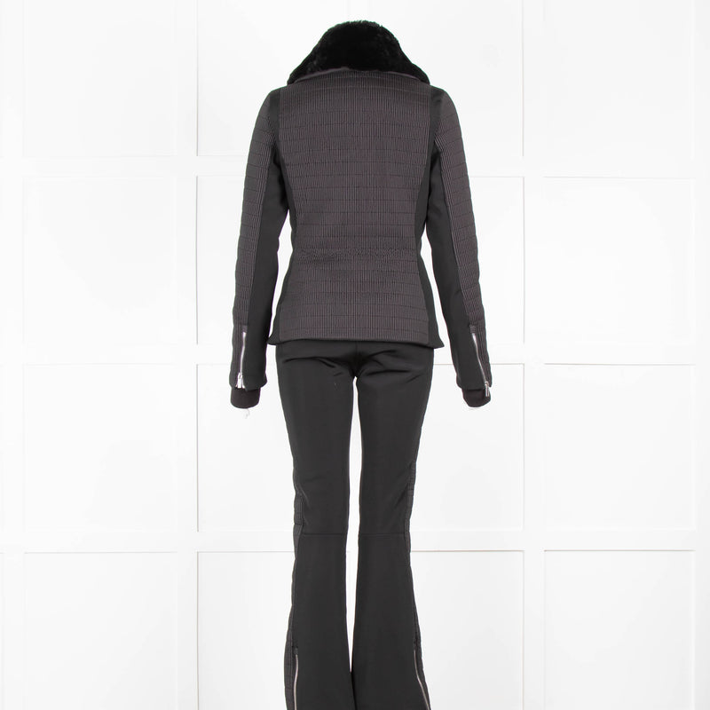 Fusalp Black Ski Jacket with Fur Collar and Salopettes