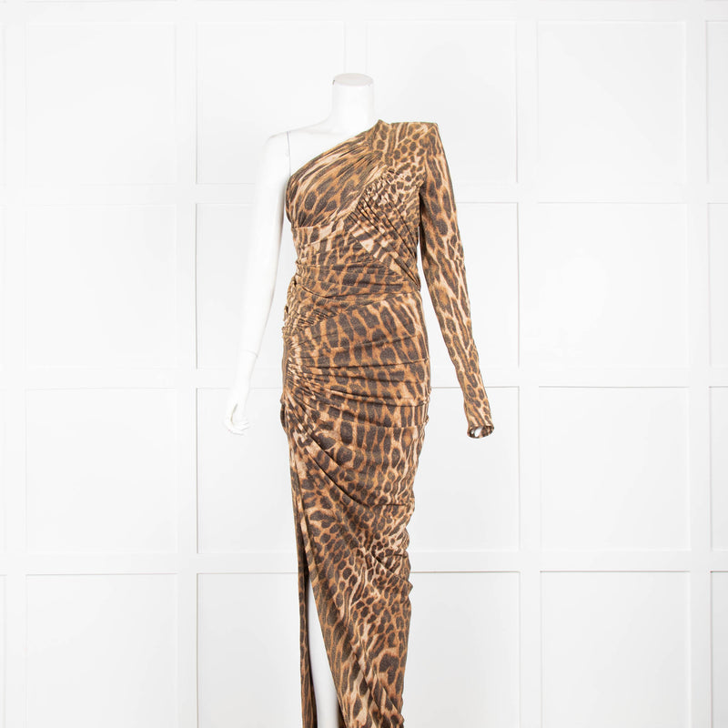 Alexandre Vauthier  Leopard Lurex One Shoulder Dress