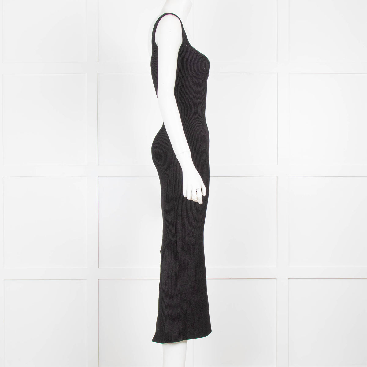 Khaite Black Nina Ribbed Knit Midi Dress