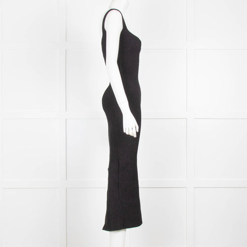 Khaite Black Nina Ribbed Knit Midi Dress
