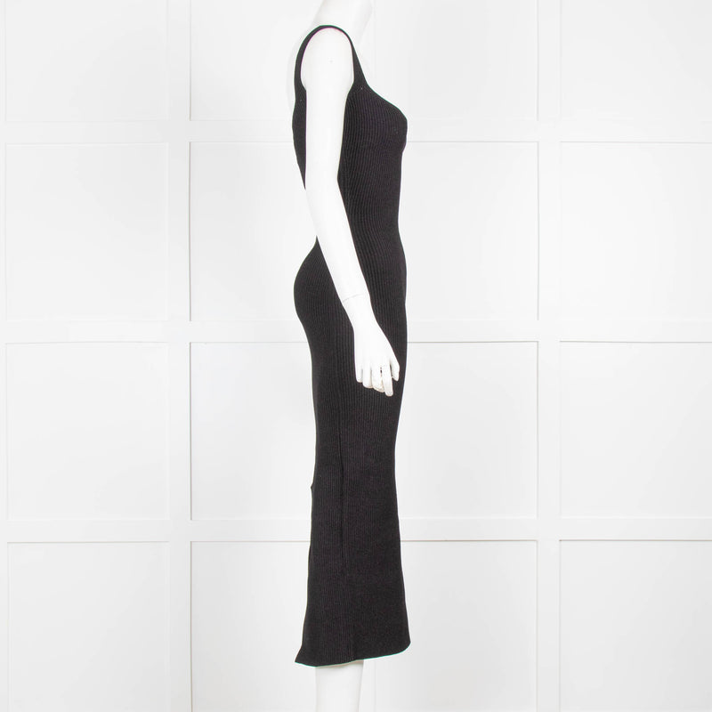 Khaite Black Nina Ribbed Knit Midi Dress