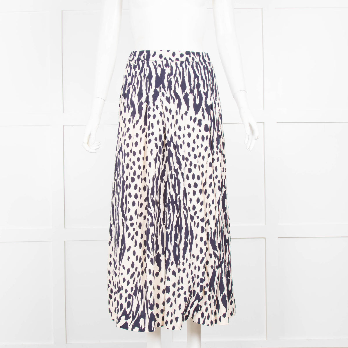 Essentiel Antwerp Navy and Cream Pattern Skirt