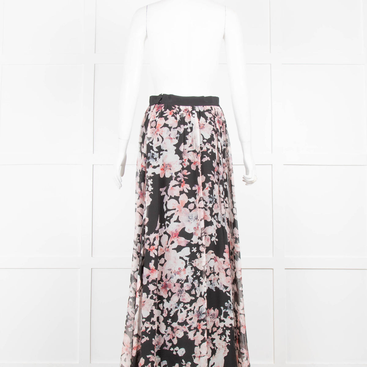 Max Mara Shine Black And Pink Floral Skirt