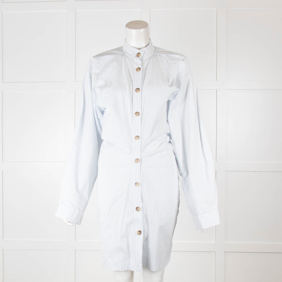 Nanushka Violet Stripped Cotton-Poplin Mini Shirt Dress