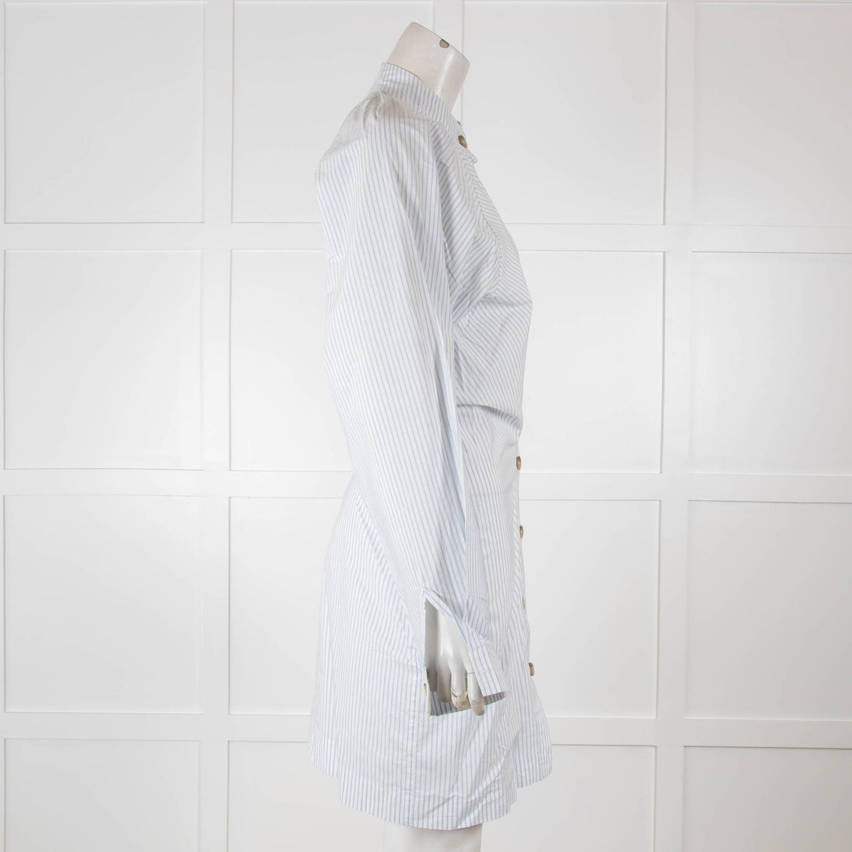 Nanushka Violet Stripped Cotton-Poplin Mini Shirt Dress