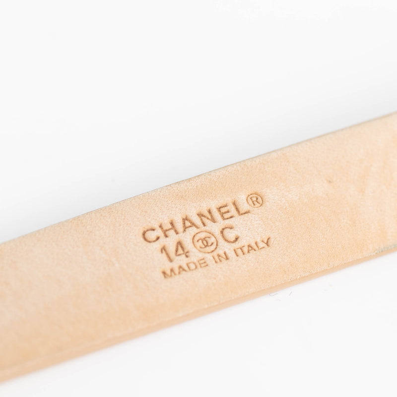 Chanel Beige Leather Logo Belt