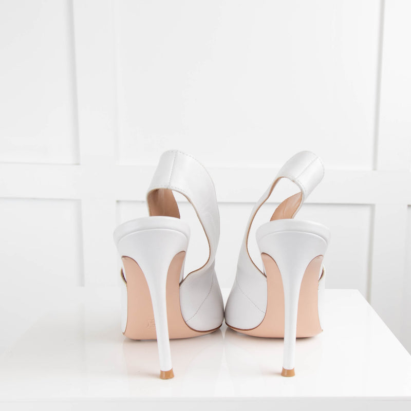 Gianvito Rossi White Sling Back Shoes