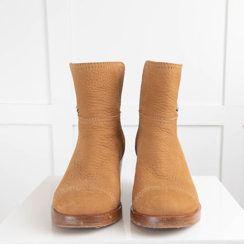 Chanel Tan Short Boots with Wooden Sole