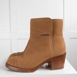 Chanel Tan Short Boots with Wooden Sole