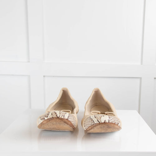 Louis Vuitton Leather Ballet Flat with Snakeskin Toe
