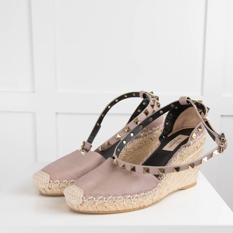 Valentino Rockstud Blush Studded Espadrille