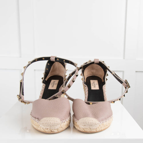 Valentino Rockstud Blush Studded Espadrille