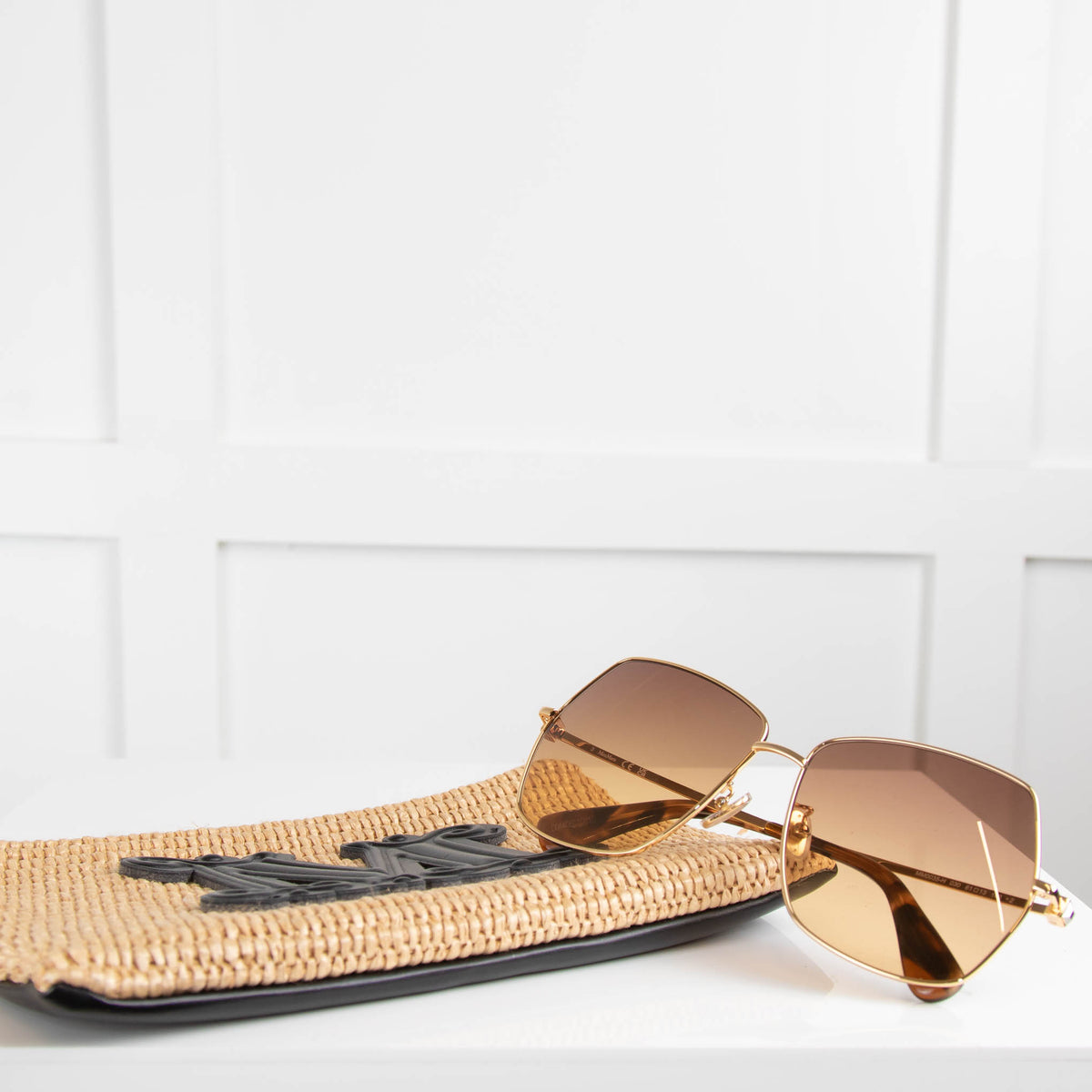 MaxMara Angular Gold Frame Sunglasses