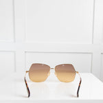 MaxMara Angular Gold Frame Sunglasses