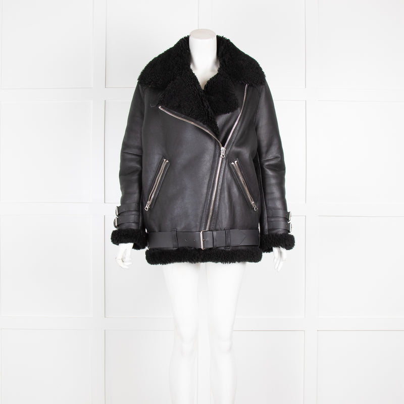 Acne Black Aviator Shearling Jacket