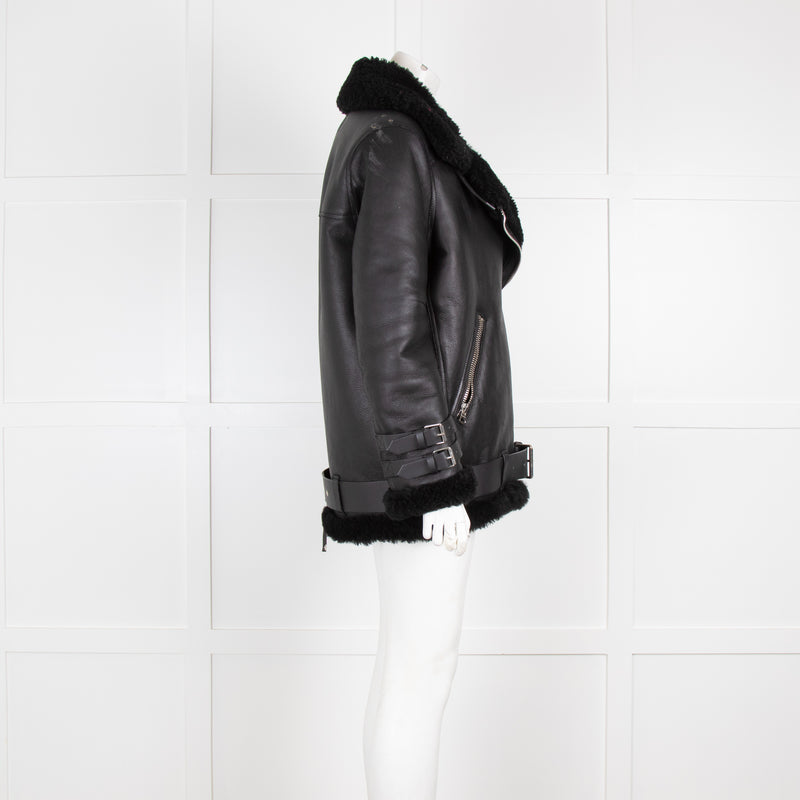 Acne Black Aviator Shearling Jacket