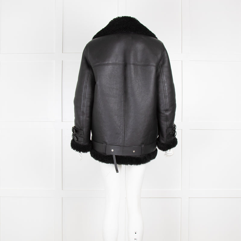 Acne Black Aviator Shearling Jacket