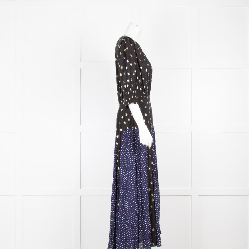 Rixo Navy Dress with Stars and Polka Dots